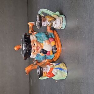 Vtg Shorter And Son Genuine Staffordshire Hand Painted Tea Pot, Mini Toby Mugs